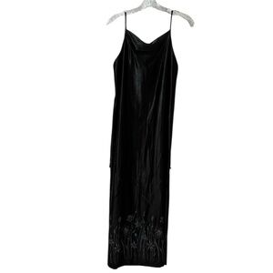 Paul Harris Design Vintage Black Maxi Slip Dress with Floral Design Size 10